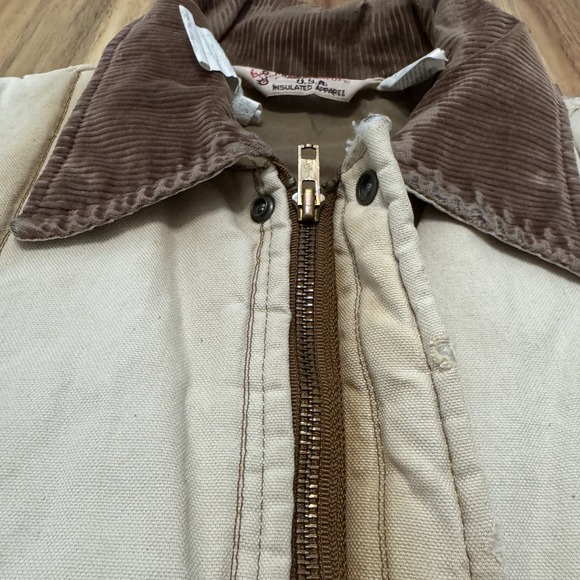 Vintage Walls Jacket Mens M Beige Blizzard Pruf‎ Distressed Workwear Canvas 80s - Picture 4 of 12